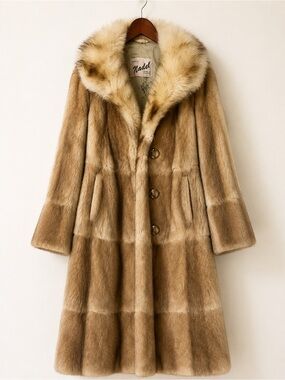 Vintage Nadel Furs Sheared Beaver Coat w/ Fox Fur Collar